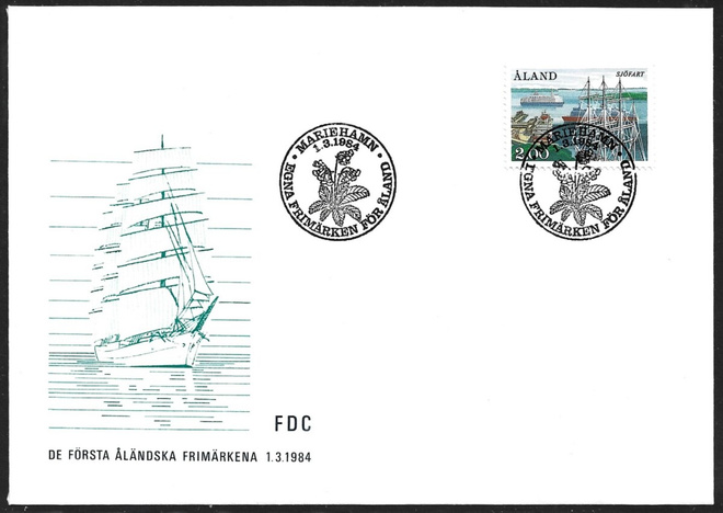 FDC Åland 1984 Merenkulku 2,00 mk  LaPe ÅL 007