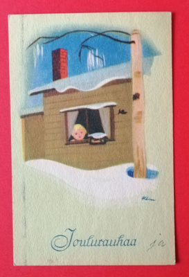 Vanha joulukortti kulk. 1942