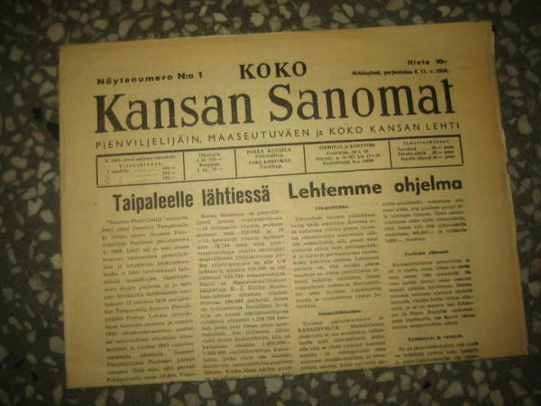 Sanomalehti: Koko Kansan Sanomat 3.11.1950