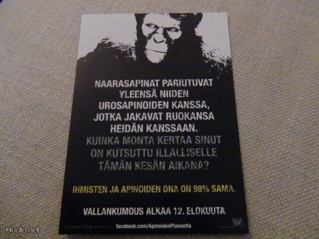 Apinoiden planeetan synty mainos postikortti 2011