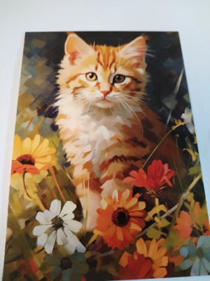 Kissa kortti,kulkematon,vaikka kehyksiin tauluksi.