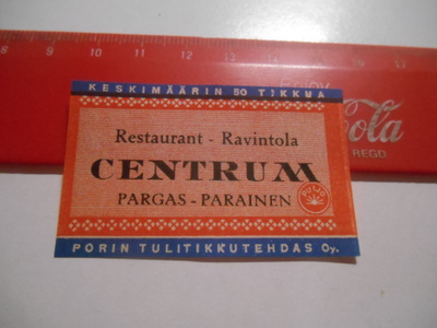 TT Etiketti Puijo Ravintola Centrum Pargas-Parainen