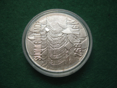 100 mk hopea juhlaraha Itsenäisyys 75 v. - 1992