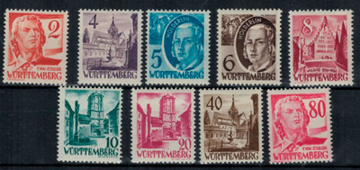 Saksa Wyrttemberg Mi 28-36 +