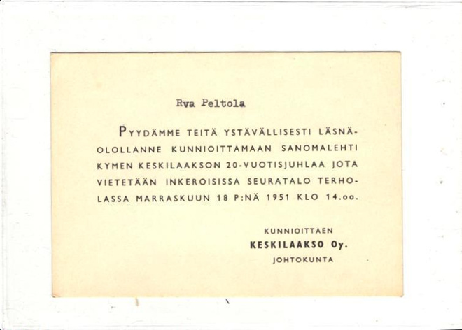KUTSUKORTTI KESKILAAKSO INKEROINEN TERHOLA