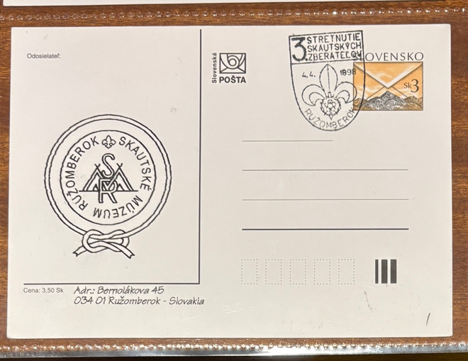 Ensipäiväkortti, Partio-aihe, Slovakia 4.4.1998