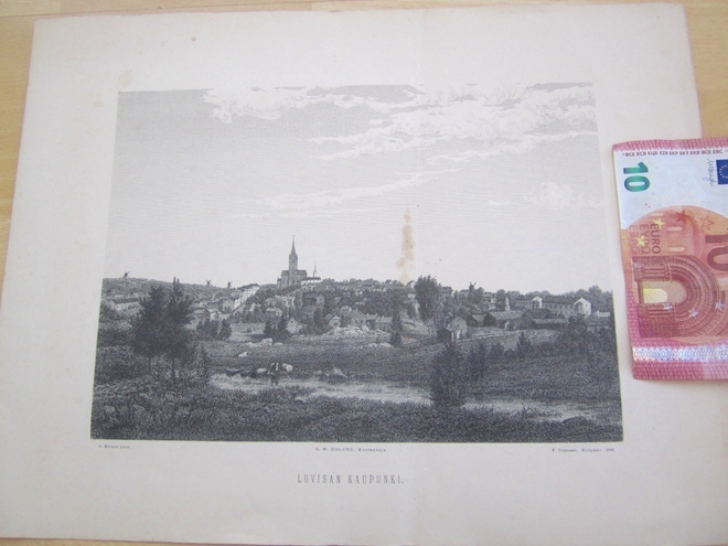 VANHA Gravyyri Loviisa 1888 Kivipaino Tilgmann