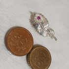 Vintage kotimainen Design Hopea pinssi punainen kivi - pikkukuva 2