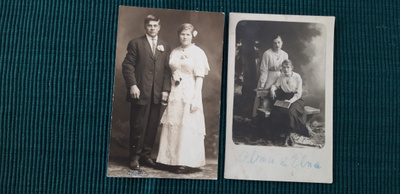 Vanha valokuva postikortti 2 kpl, Post Card + Aug. Schuffert