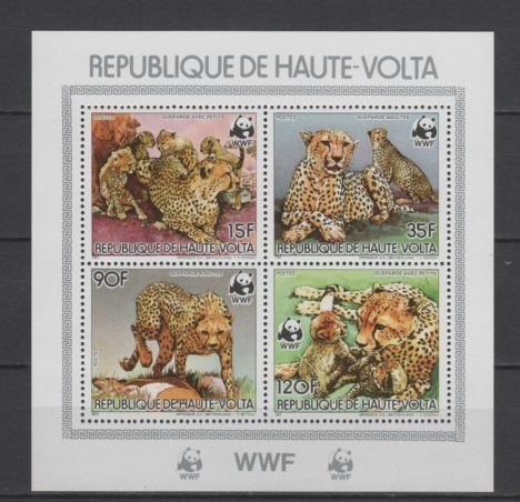 (SS074) UPPER VOLTA, 1984 (WWF. Cheetah). MS. Mi ## 957A-960