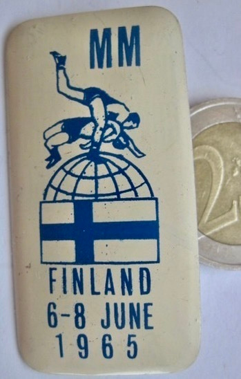 VANHA OsanottajaMerkki Paini MM-kisat 1965 Tampere