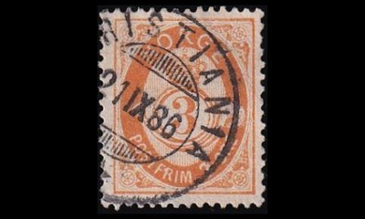 Norja 35 o Postitorvi 3 öre Christiania 21.IX.86 (1882)