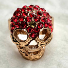 Adjustable Red Crystal Skull Ring – Gothic Punk Statement Ri - pikkukuva 1