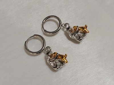 NWOT Dog Mom Embrace Huggie Two Tone Earrings