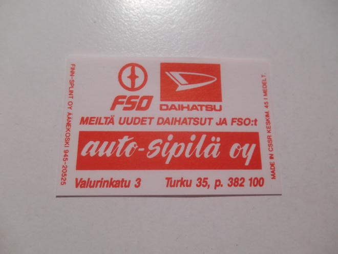 TT Etiketti Auto-Sipilä Turku
