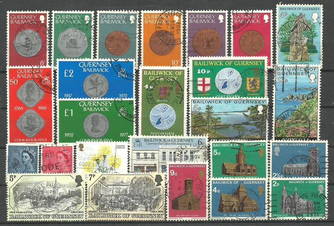 GUERNSEY Kanaalisaaret suuri levyllinen merkkejä o