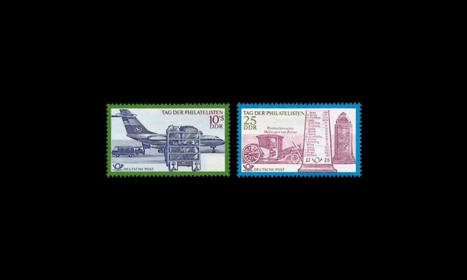 DDR 1703-4 ** Postimerkin päivä, lentokone (1971)
