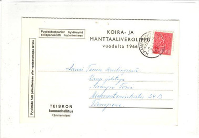 FIRMAKORTTI KÄMMENNIEMI KOIRA-MANTAALIVERO