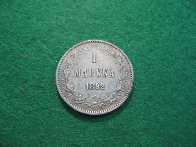 1 markka 1892 - hopeaa