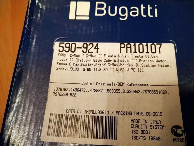 Ford, Mazda, Volvo Vesipumppu Bugatti PA10107, ( 590-924 )