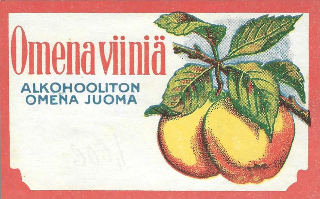 JUOMAETIKETTI OMENAVIINIÄ ALKOHOLITON OMENA JUOMA VANHA SILE