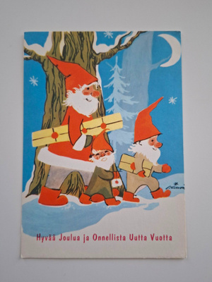 "Joulupukki ja tontut"-KULKEMATON POSTIKORTTI