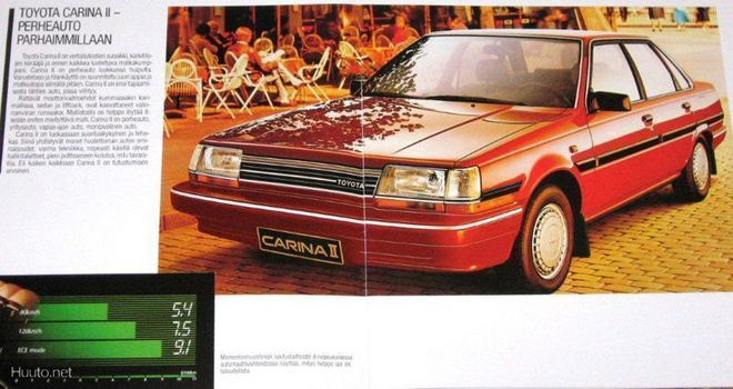 1987 Toyota Carina II esite - KUIN UUSI - 16 sivua - suom