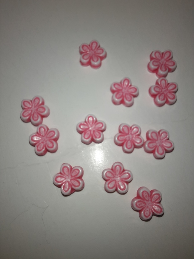 12 kpl pinkki kukka helmi