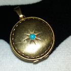 Vintage turkoosi kivi medaljonki riipus - pikkukuva 1