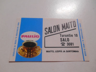 TT Etiketti Paulig Salon Maito Salo