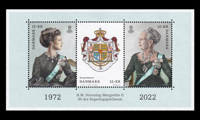 Tanska 2068-70BL79 ** Margrethe II:n valtaannousu 50v (2022)