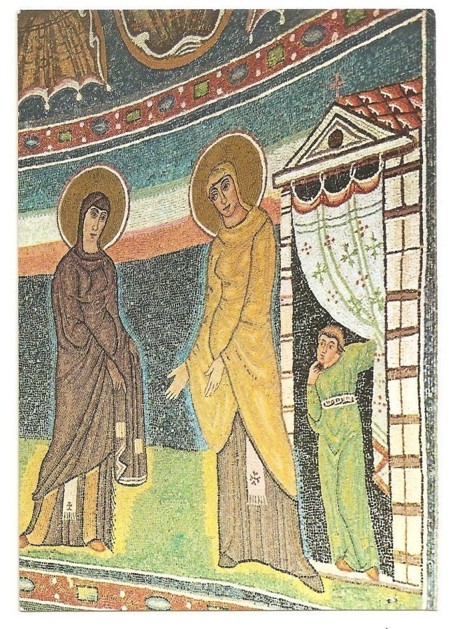 Mosaiikkityön yksityiskohta Zagrebista ,Visitation  ,mosaic