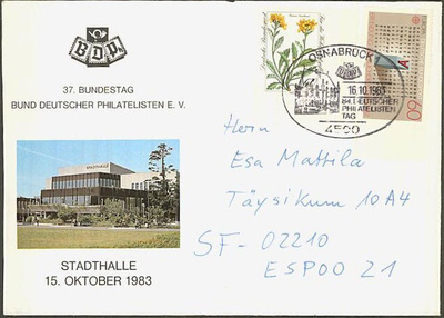 BRD Mi 1189 ym kirje Suomeen