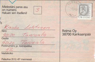Postileima, TARVAALA