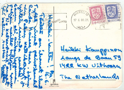 1977 90p leijona ym postikortti Hollantiin