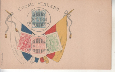 1900 postimerkkien muistokortti.