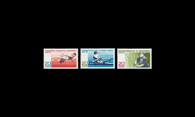 DDR 1372-4 ** Urheilu, korkeushyppy, soutu, kalastus (1968)