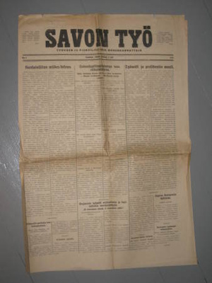 Sanomalehti: Savon Työ 9.9.1924