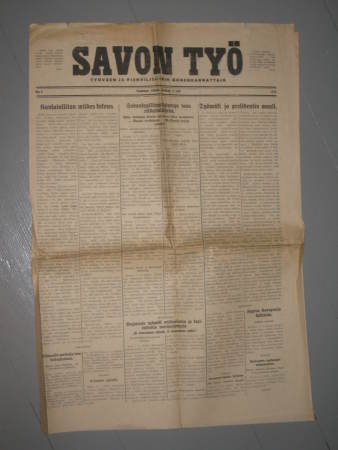 Sanomalehti: Savon Työ 9.9.1924