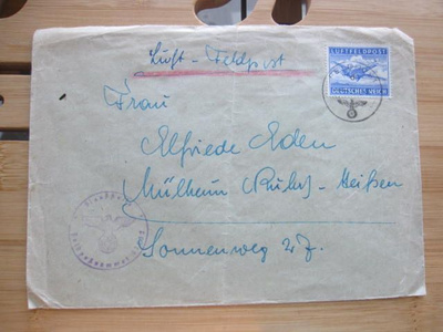 Deutsches Reick kuori kotkanpää leimoin Feldpost