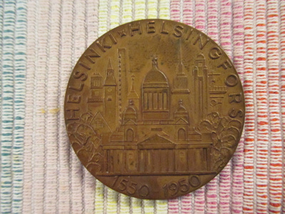 Helsingin Kaupungin 400 vuotismitali/Lauri Leppänen 1950.