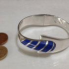 Vintage Hopea rannerengas rannekoru Lapis Lazuli kivi - pikkukuva 3