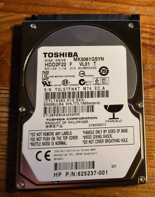 500GB 2,5" kiintolevy