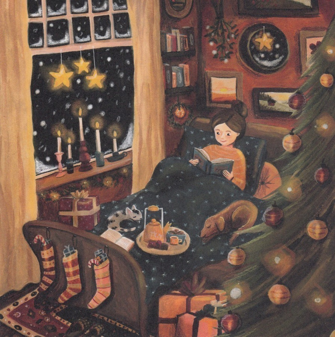 Esther Bennink: Jouluilta (neliökortti)