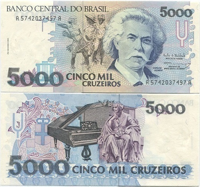 Brasilia Brazil 5000 Cruzeiros 1993 (P-232c) UNC