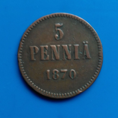 5 Penniä 1870 vaikea vuosi