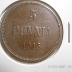 5 penniä 1915 kulkematon tasaisesti patinoitunut virheetön - pikkukuva 1