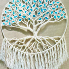 Elämänpuu makramee - Valkoinen/turkoosi - 30 cm x 42 cm - pikkukuva 2