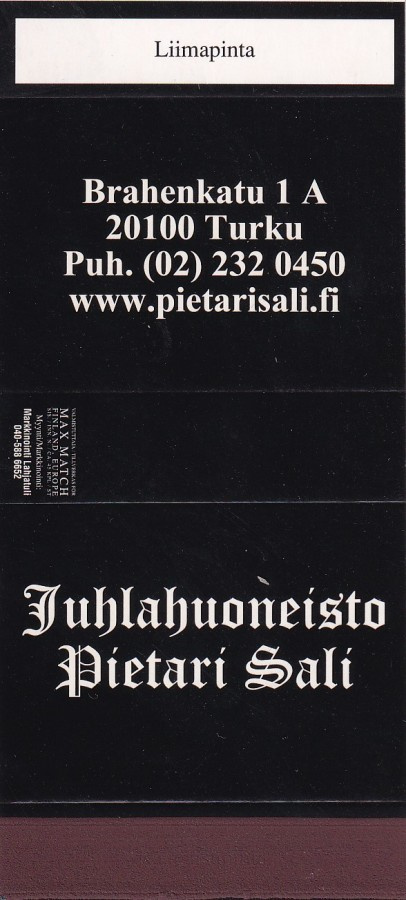 Turku, Pietari Sali , tulitikkuaski ,aihio  ,   b431