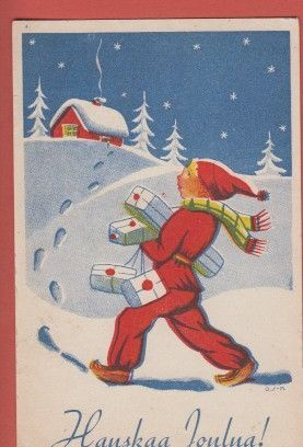Orvo Sundelin Tonttu kantaa lahjoja